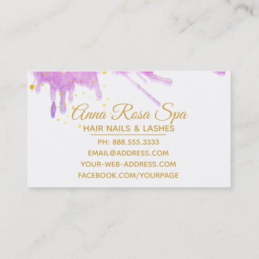 *~*Vet Abstract Roze Glam Waterverf Goud Luxe Visitekaartje (Achterkant)