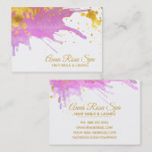 * Vet Abstract Roze Waterverf Goud Luxe Glam Visitekaartje (Voorkant / Achterkant)