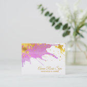 * Vet Abstract Roze Waterverf Goud Luxe Glam Visitekaartje (Staand voorkant)