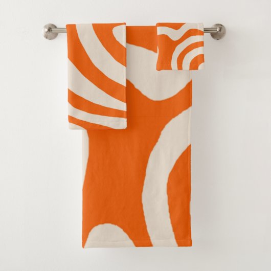 Vet Abstract Sinaasappel Marmeren Wavy Stripe Patt Bad Handdoek (Insitu)
