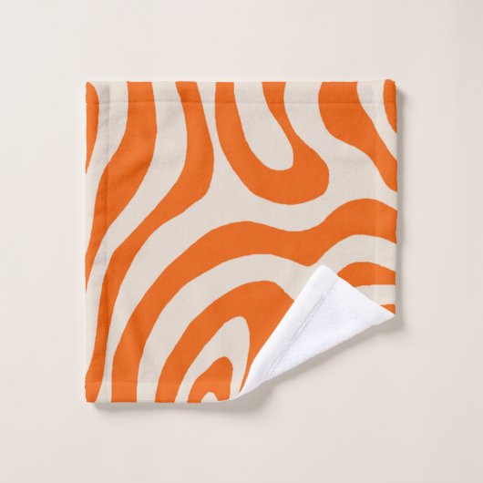 Vet Abstract Sinaasappel Marmeren Wavy Stripe Patt Bad Handdoek (Wasdoekje)