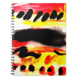 Vet Abstract Zwart Rood Geel Stromende Kleuren Notitieboek