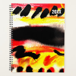 Vet Abstract Zwart Rood Geel Stromende Kleuren Planner