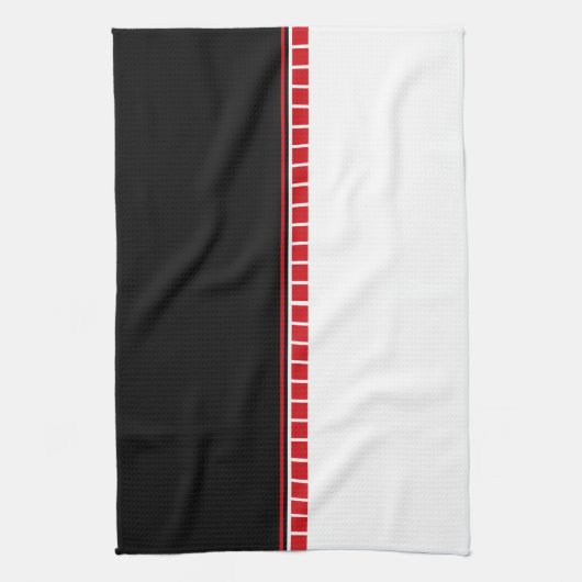 Vet Abstract zwart wit en rood patroon Theedoek (Verticaal)