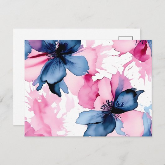 Vet Abstracte inktbloemblaadjes met Waterverf-effe Briefkaart (Voorkant / Achterkant)