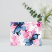 Vet Abstracte inktbloemblaadjes met Waterverf-effe Briefkaart (Staand voorkant)