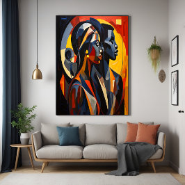 Vet Abstracte kubistische portretkunst Perfect Poster