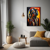 Vet Abstracte kubistische portretkunst Poster