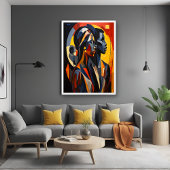 Vet Abstracte kubistische portretkunst Poster