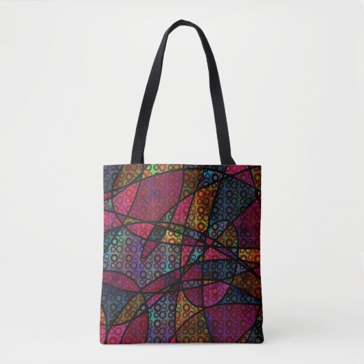 Vet Abstracte kunst met cirkels en zwarte lijnen Tote Bag (Voorkant)