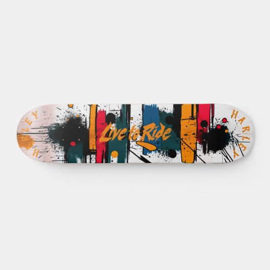 Vet Abstracte penseelstreek - Live to Ride-ontwerp Persoonlijk Skateboard (Horizontaal)
