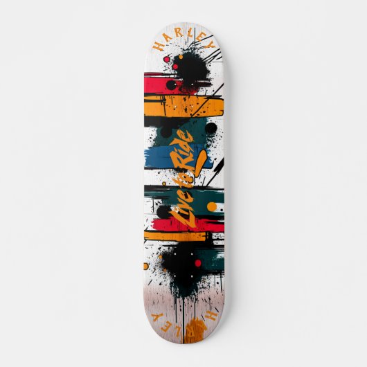 Vet Abstracte penseelstreek - Live to Ride-ontwerp Persoonlijk Skateboard (Voorkant)