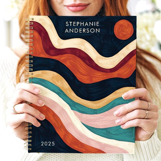 Vet Abstracte penseelstreekgolven Sun Aangepaste n Planner