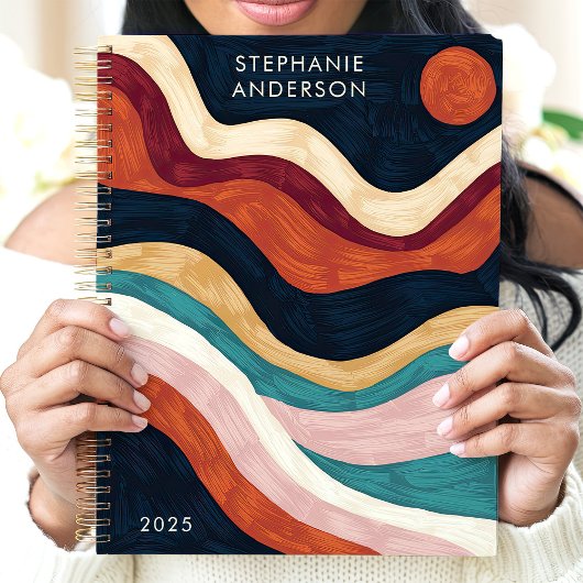 Vet Abstracte penseelstreekgolven Sun Aangepaste n Planner