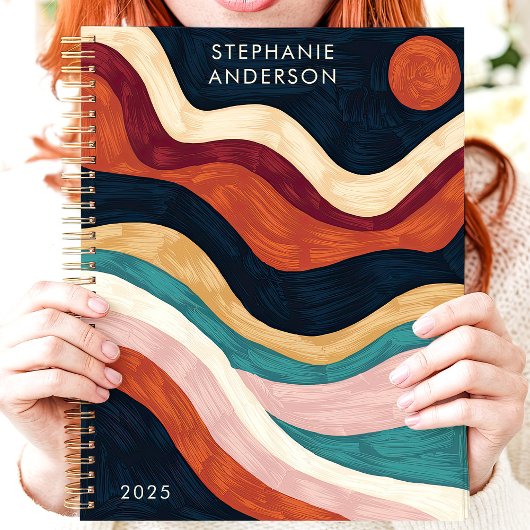 Vet Abstracte penseelstreekgolven Sun Aangepaste n Planner