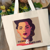 Vet Abstracte Vrouw VURIG & FABULOUS Modern Grote Tote Bag