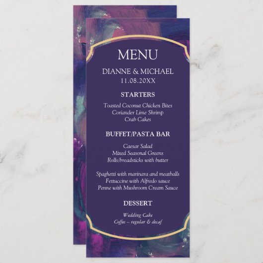 Vet Acryl Schilderen Menu Kaart (Voorkant / Achterkant)