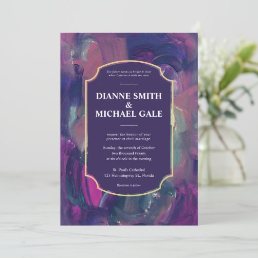 Vet Acryl Schilderij Bruiloft Uitnodiging (Staand voorkant)