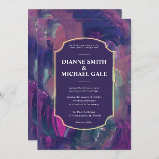 Vet Acryl Schilderij Bruiloft Uitnodiging (Voorkant / Achterkant)