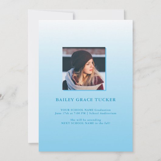 Vet AFSTUDEERDER 2023 Bekleding Licht Blauw Afstud Aankondiging (Achterkant)