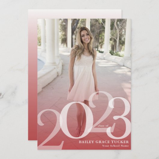 Vet AFSTUDEERDER 2023 Bekleding Rood Afstuderen Aankondiging (Voorkant / Achterkant)