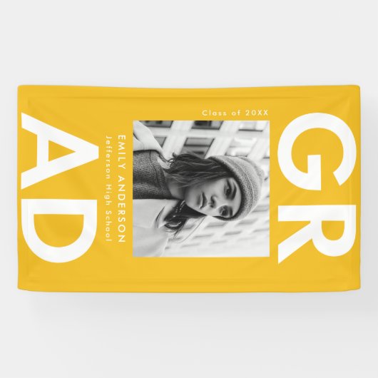 Vet Afstudeerder Geel Foto Afstuderen Spandoek (Horizontaal)