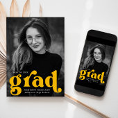 Vet Afstudeerder Geel Retro Type Foto Afstuderen Aankondiging