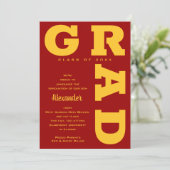 Vet AFSTUDEERDER Goud Kardinaal Rood Afstuderen Aankondiging (Staand voorkant)