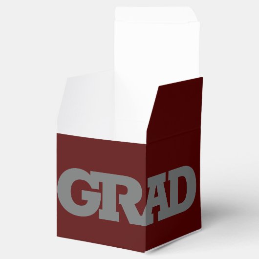 Vet AFSTUDEERDER grijs op donkermaroon Graduparty Bedankdoosjes (Geopend)