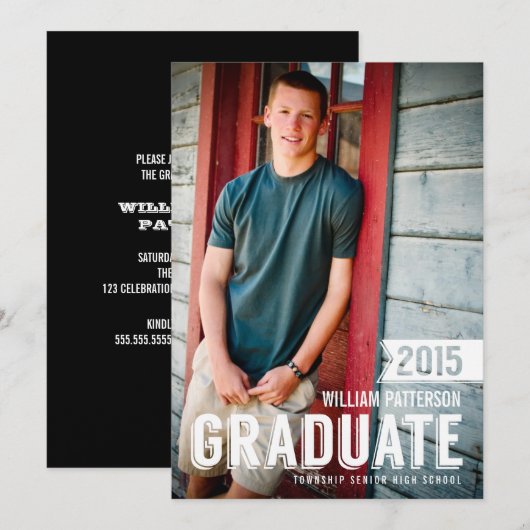 Vet Afstudeerder Guy Foto Afstuderen Party Uitnodi Kaart (Voorkant / Achterkant)