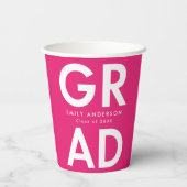 Vet Afstudeerder Hot Pink Afstuderen Papieren Bekers (Achterkant)