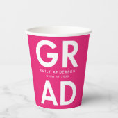 Vet Afstudeerder Hot Pink Afstuderen Papieren Bekers (Voorkant)