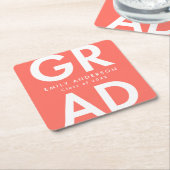 vet Afstudeerder koraal afstudeerfeest Kartonnen Onderzetters (Schuin)