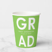 Vet Afstudeerder Lime Green Afstuderen Papieren Bekers (Achterkant)