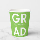 Vet Afstudeerder Lime Green Afstuderen Papieren Bekers (Voorkant)