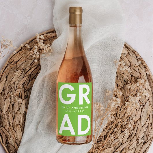 Vet Afstudeerder Lime Green Afstuderen Wijn Etiket