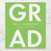 Vet Afstudeerder Lime Green Afstuderen Wijn Etiket (Enkel label)