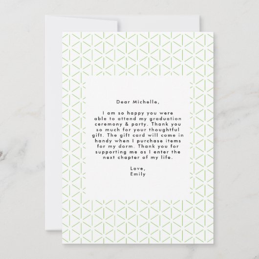 Vet Afstudeerder Lime Green Foto Afstuderen Bedankkaart (Achterkant)