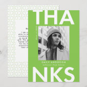 Vet Afstudeerder Lime Green Foto Afstuderen Bedankkaart (Voorkant / Achterkant)