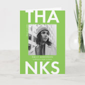 Vet Afstudeerder Lime Green Foto Afstuderen Bedankkaart (Voorkant)