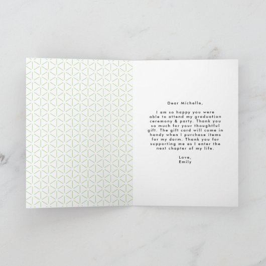 Vet Afstudeerder Lime Green Foto Afstuderen Bedankkaart (Binnen)