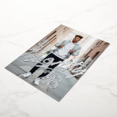 vet Afstudeerder | Mannelijk foto Afstuderen Folie Uitnodiging (Gedraaid)