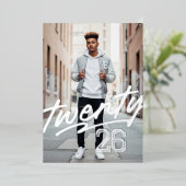 vet Afstudeerder | Mannelijk foto Afstuderen Folie Uitnodiging (Staand Voorkant)