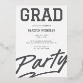 vet Afstudeerder | Mannelijk foto Afstuderen Folie Uitnodiging (Achterkant)