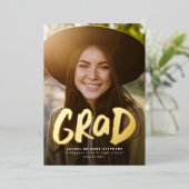 Vet afstudeerder modern goud één foto-afstuderen f folie uitnodiging (Staand Voorkant)