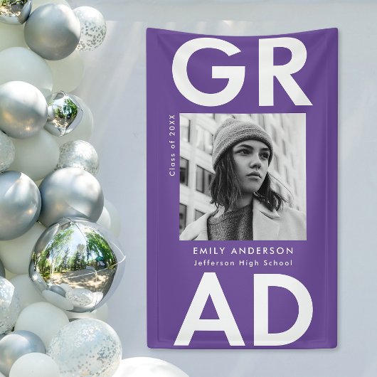 Vet Afstudeerder Paars Foto Afstuderen Spandoek