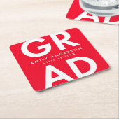 vet Afstudeerder rood afstudeerfeest Kartonnen Onderzetters (Schuin)