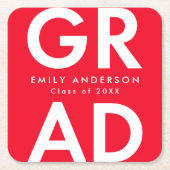 vet Afstudeerder rood afstudeerfeest Kartonnen Onderzetters (Voorkant)