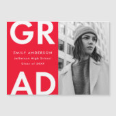 Vet Afstudeerder Rood Foto Afstuderen Magnetische Uitnodiging (Voorkant)