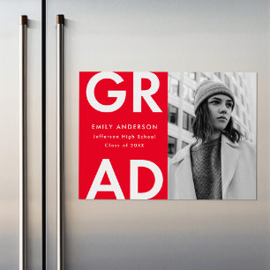 Vet Afstudeerder Rood Foto Afstuderen Magnetische Uitnodiging